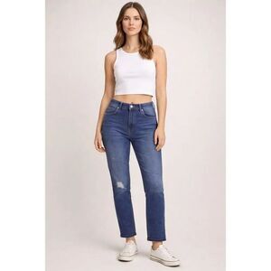 GAP Girlfriend Jeans Womens 8 29 Blue Distressed Stretch Denim